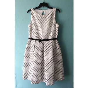 Danny & Nicole White Black Polkadot Dress